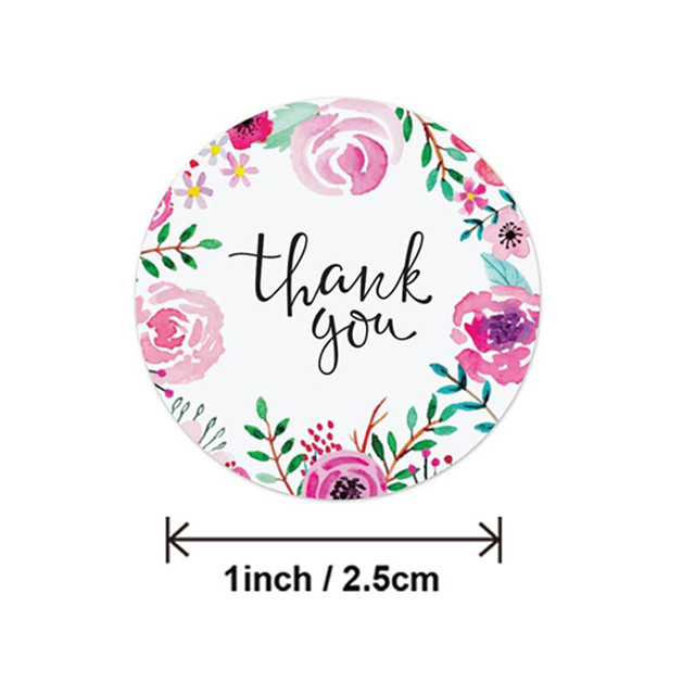 50-500pcs 1 Inch Flower Thank You Stickers Seal Label Handmade Stickers  Scrapbooking for Gift Envelope